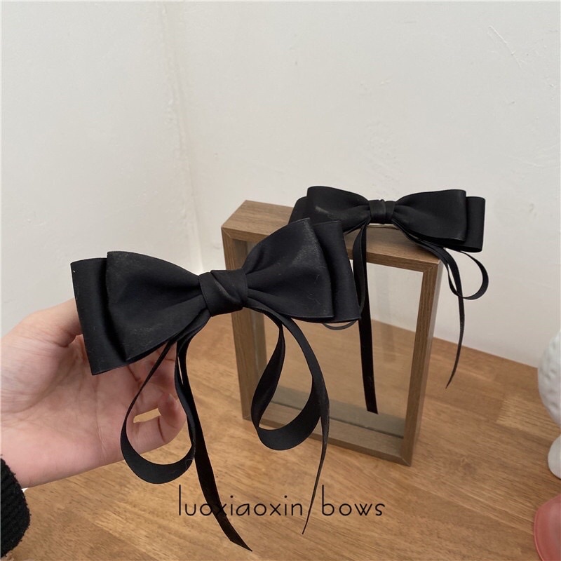 Kẹp tóc nơ Satin bản to hai tầng cho nữ mã QD302