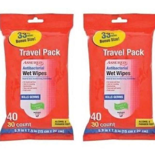 Giấy ướt diệt khuẩn Travel Pack Assured Antibacterial  40 tờ