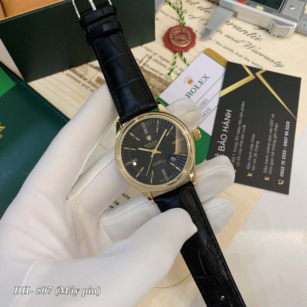 [Tặng Hộp Hãng] Đồng hồ nam Rolex mặt tròn classic dây da cao cấp bảo hành 12 tháng DH507