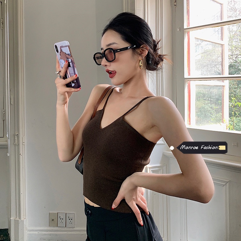 Áo nữ Xiaozhainv không tay cổ V gợi cảm 5 màu sắc thời trang