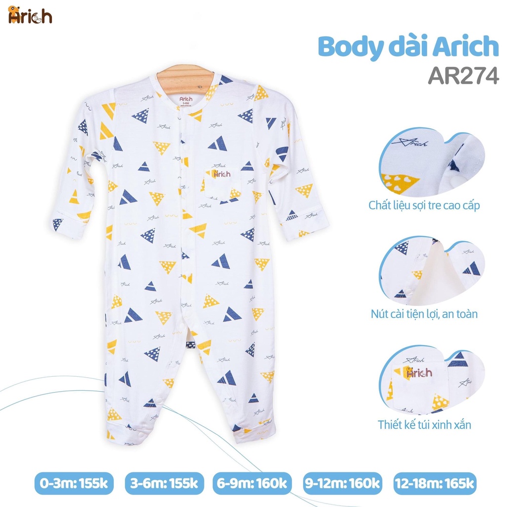 Bộ body dài Arich họa tiết siêu dễ thương cho bé