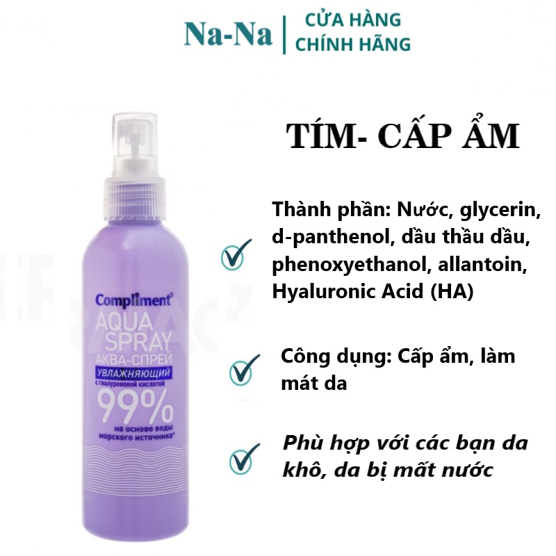 Xịt khoáng compliment 200ml, thành phần axit hyaluronic HA, cấp ẩm tức thì, làm dịu và nuôi dưỡng làn da | BigBuy360 - bigbuy360.vn