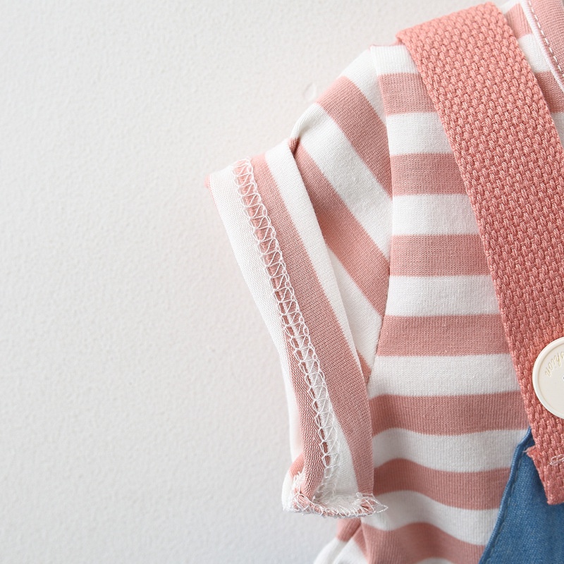 Đầm Công Chúa Giả Hai Lớp Họa Tiết Kẻ Sọc Phong Cách Hàn Quốc Thời Trang Mùa Hè Cho Bé Gái