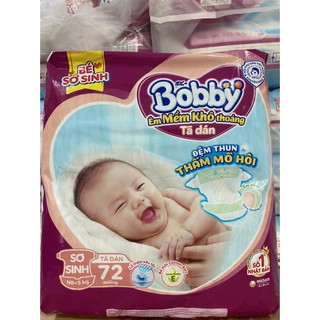 [ Hàng Chính Hãng] Tả Dán Sơ Sinh  Bobby Siêu Thấm Xs72 Miếng Dành Cho Bé + Mevabeheocon