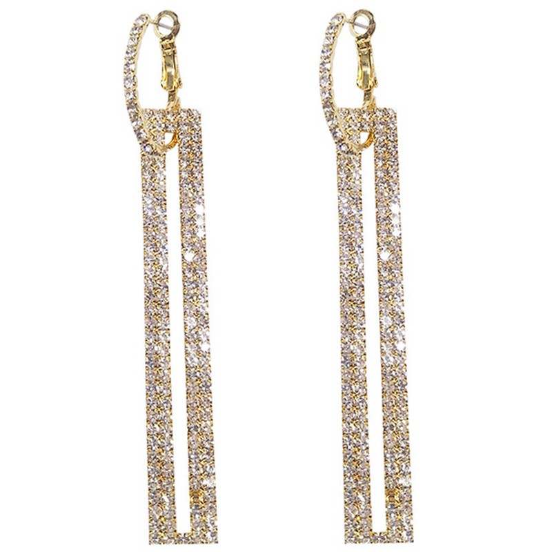 Khuyên tai dài đính đá phong cách Hàn Quốc thanh lịch cho nữ