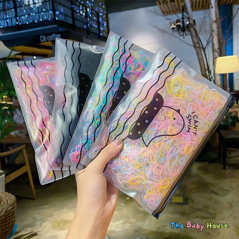 Thun Buộc Tóc  𝐅𝐑𝐄𝐄𝐒𝐇𝐈𝐏 Set Chun Buộc Tóc ComBo Túi Zip Thun Buộc Tóc Hàn Quốc Cho Bé