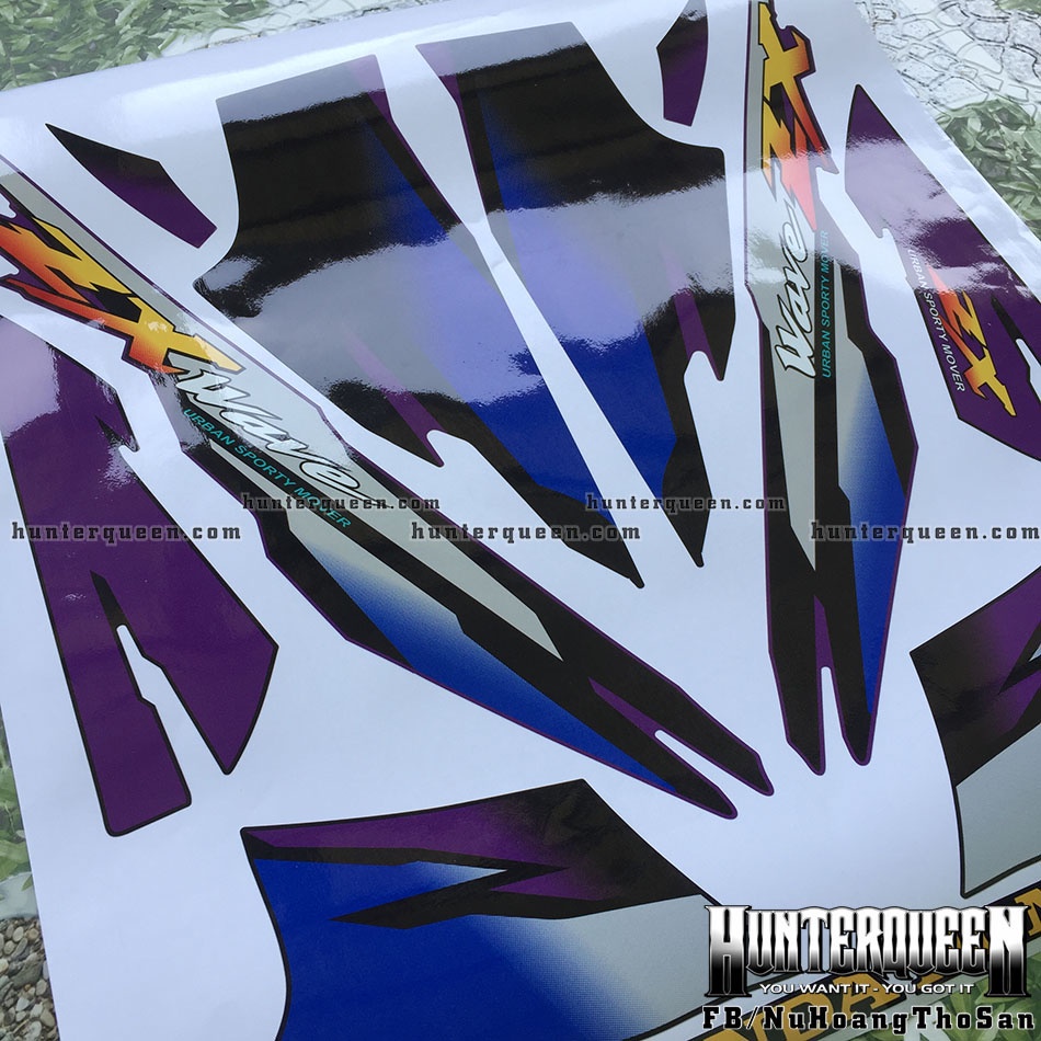 Tem rời WAVE nhỏ. Chế tem ZX tím đen nổi bật. Decal bền đẹp không bay màu