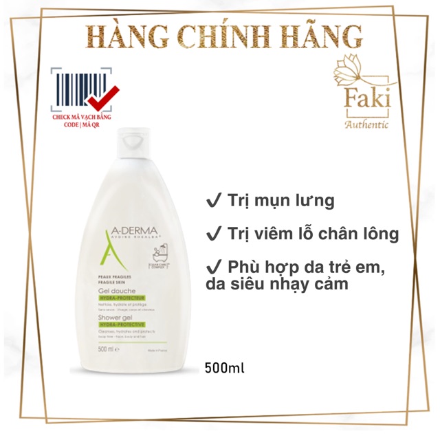 SỮA TẮM ADERMA GIẢM MỤN LƯNG , GIẢM VIÊM LỖ CHÂN LÔNG 500ml - Aderma