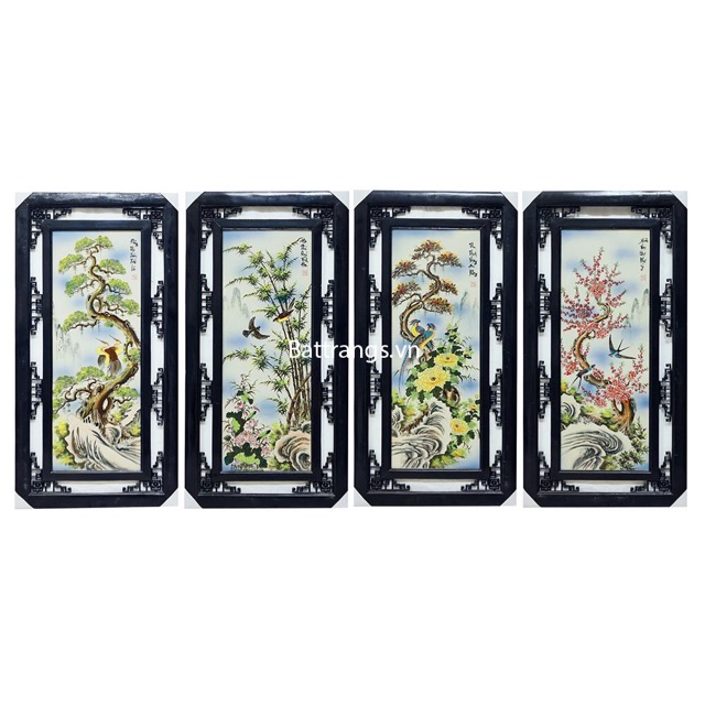 Tranh tứ quý Bát Tràng kích cỡ 97x50