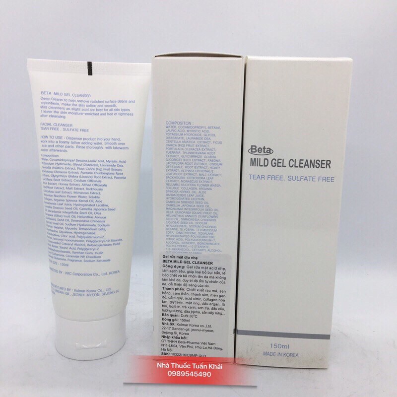 Sữa Rửa Mặt Dịu Nhẹ BETA MILD GEL CLEANSER - 150ml