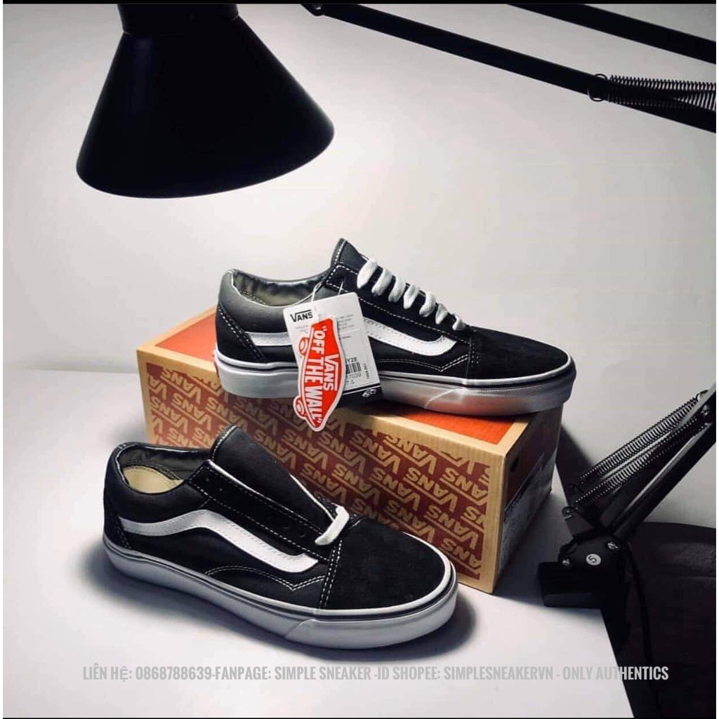 Giày Vans Auth 🔴FREESHIP🔴 Giảm 50k Khi Nhập Mã [VANSREAL] Giày Vans Nam Nữ Chính Hãng Old Skool Black- Chuẩn Auth