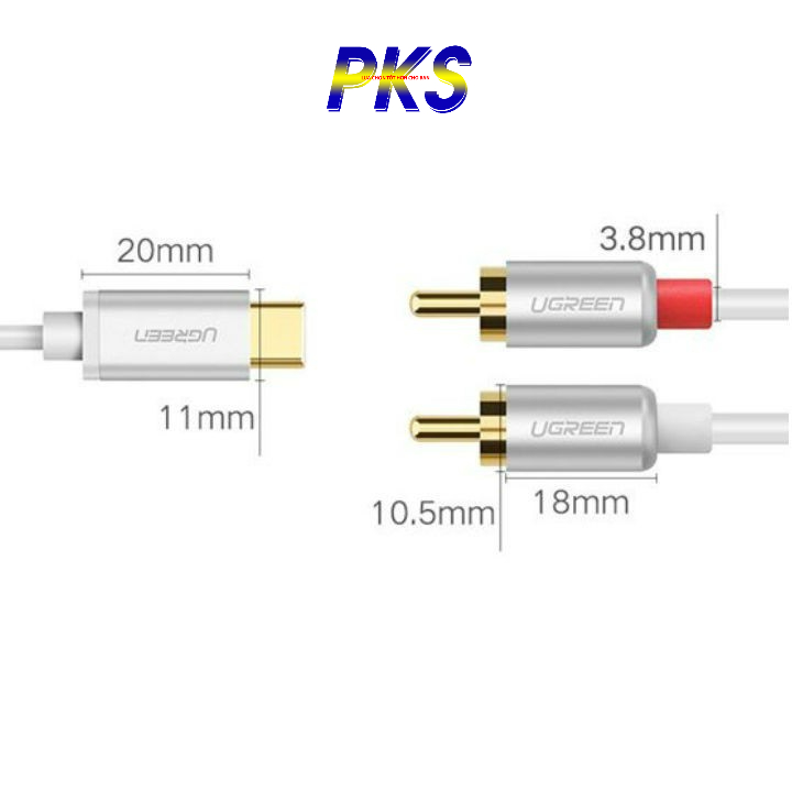 Cáp USB Type C to AV 2 Hoa sen (2RCA) dài 1m Ugreen 30734 - 30734