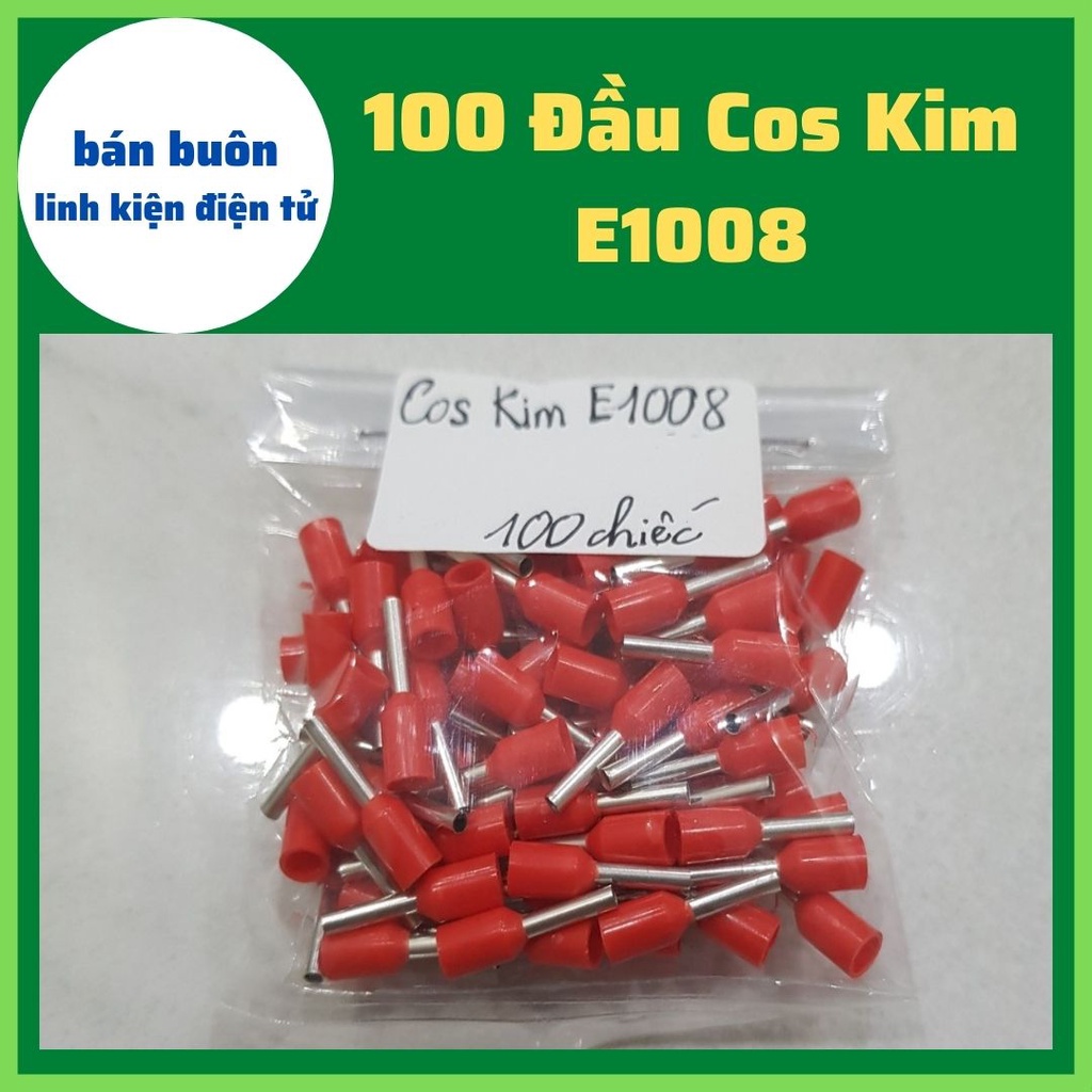100 Đầu cos kim E1008, đầu cos kim rỗng E1008, đầu cốt dây điện, cốt kim