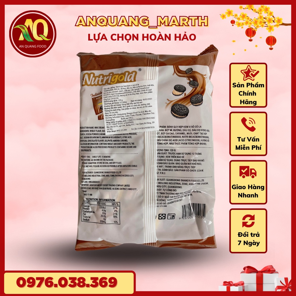 Bánh quy ANQUANG_MARTH, bánh mini cream vị sữa và vị socola Đài Loan gói 120gr-Hàng chất lượng