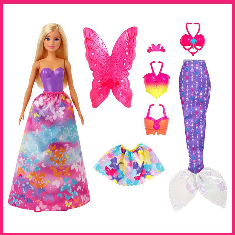 Bộ Búp Bê Barbie Hình Nàng Tiên Cá Và Bướm Gjk40