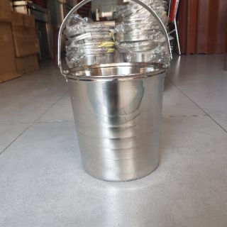 Xô đá inox có quai 20 cm ( ảnh shop tự chụp)