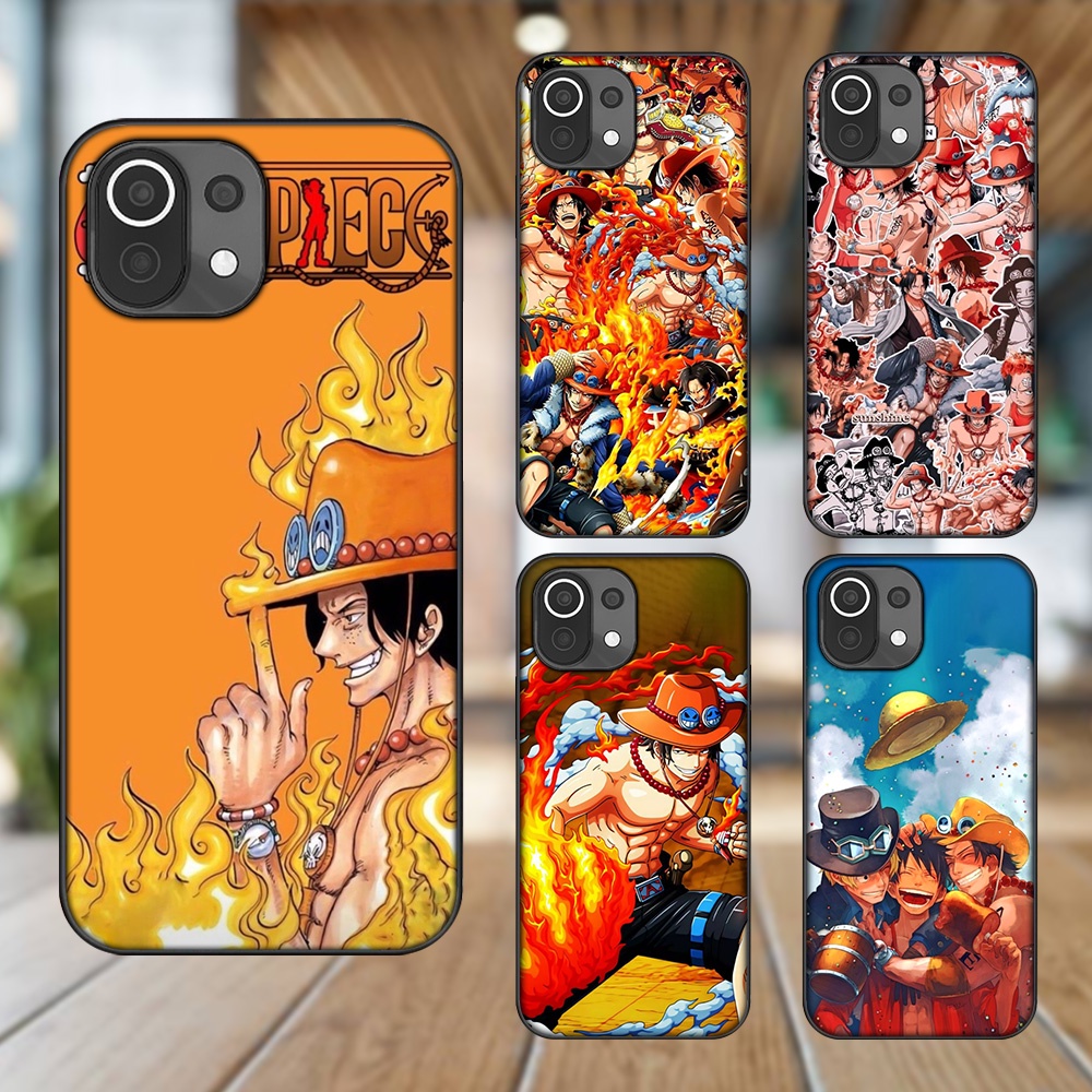 Ốp lưng Xiaomi Mi 11 Lite viền đen in hình Ace One Piece