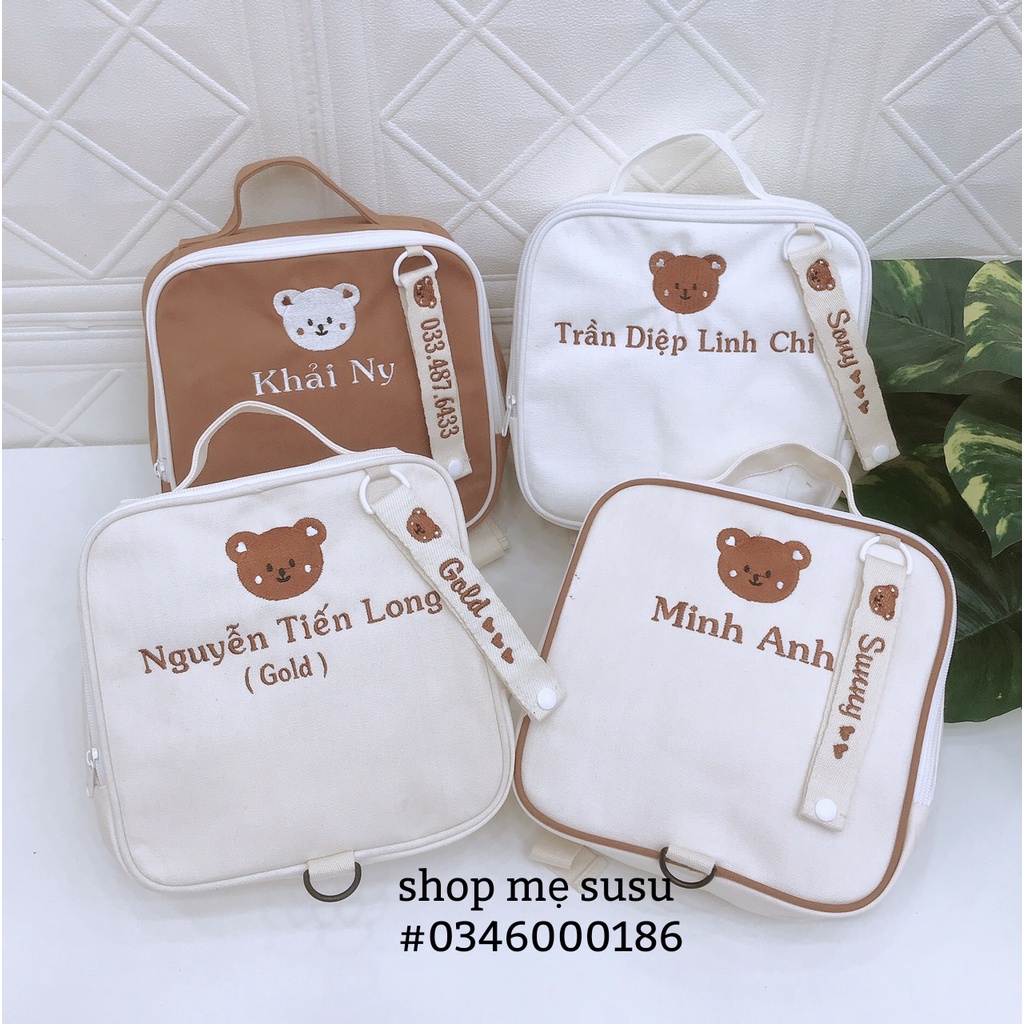 (Kèm Nametag) Balo đi học thêu tên chống thất lạc cho bé (Họa tiết hình con vật, 12 con giáp)