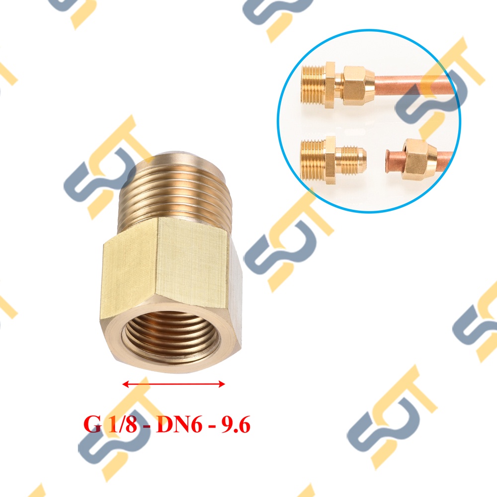 [HÀN ỐNG ĐỒNG 6-8-10] Ren trong G1/8 (9.6) nối côn lồi cho điện lạnh &amp; khí nén (Brass Flare Male Connector)- Rắc co NPT