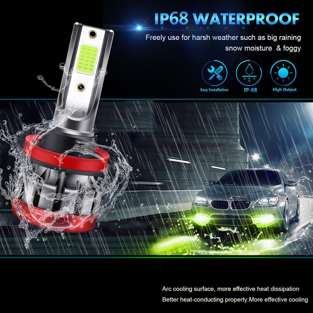 Đèn Pha Xe Hơi LED Gầm Sương H11 9005 9006 5202 P13W 880 881 H27 Màu xanh chanh 60W 6000LM