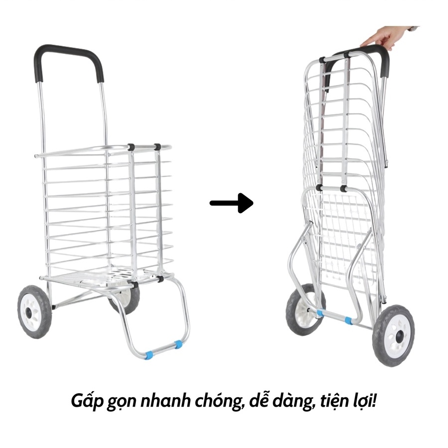 Xe Kéo Đi Chợ - Xe Siêu Thị Bằng Hợp Kim Nhôm Mẫu Mới Tặng Kèm Túi Vải chống thấm nước