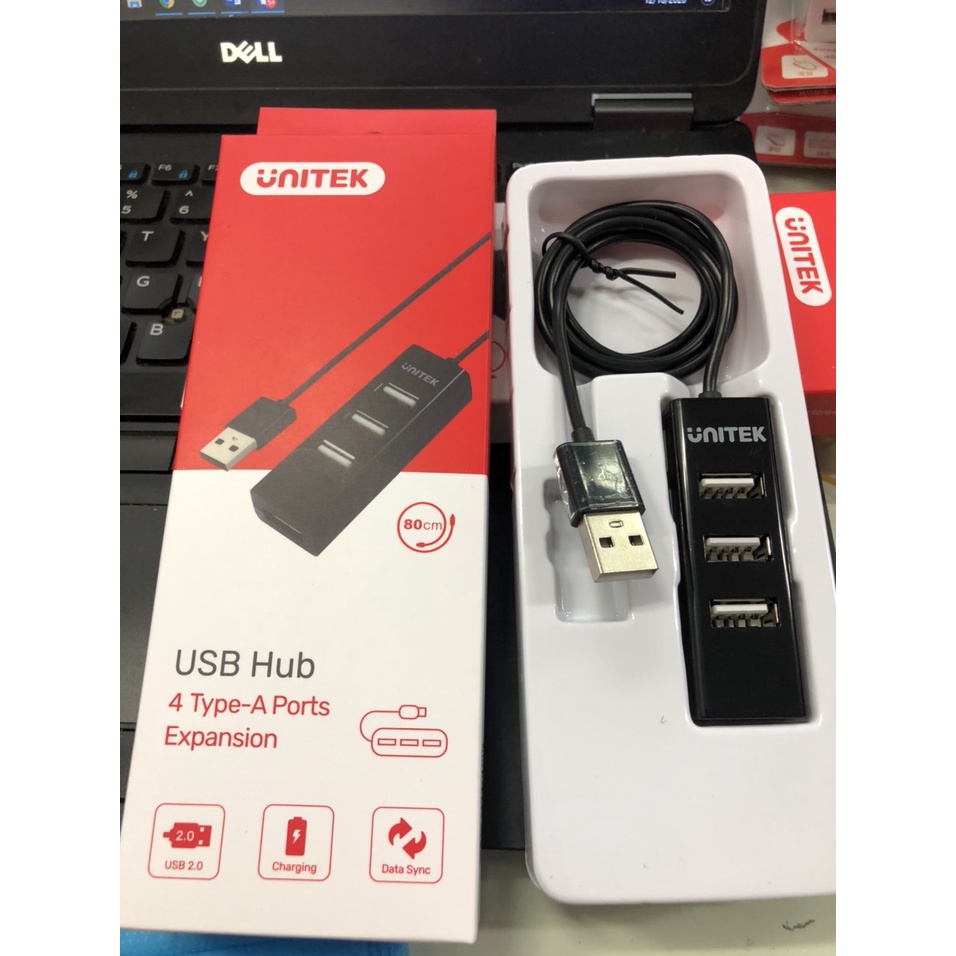 Hub USB 2.0 UNITEK 1 Ra 4 Cổng (Đen,Trắng) - Dây Dài 80cm UNITEK Y-2140 - Chính Hãng 100%