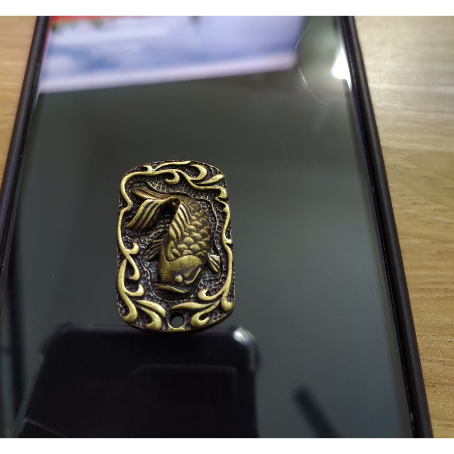 Thẻ bài Name tag Dog tag hoặc móc khóa hình Cá chép vượt Vũ môn bằng đồng đúc