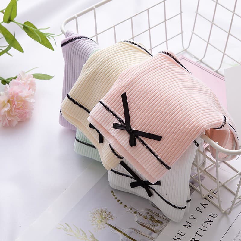 Quần Lót Nữ Cotton gân tăm kháng khuẩn hoạ tiết phối nơ xinh xắn | BigBuy360 - bigbuy360.vn