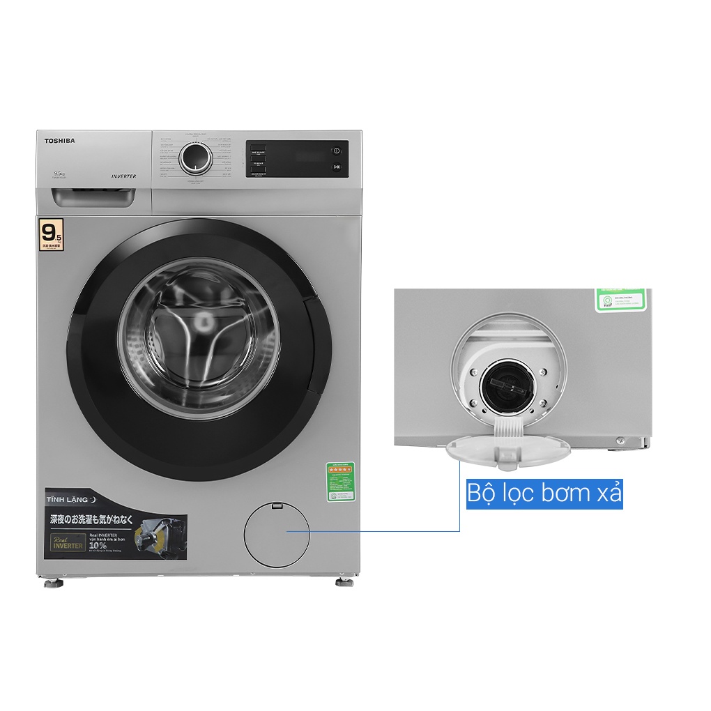 Máy giặt Toshiba Inverter 9.5 Kg TW-BK105S3V(SK), Bảo hành chính hãng 24 tháng