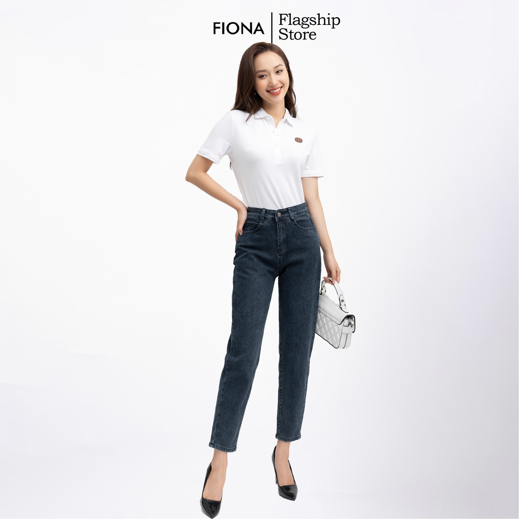 Áo thun nữ cotton Fiona, Áo polo tay ngắn màu trắng co giãn chất liệu mịn mát FIONA F522182