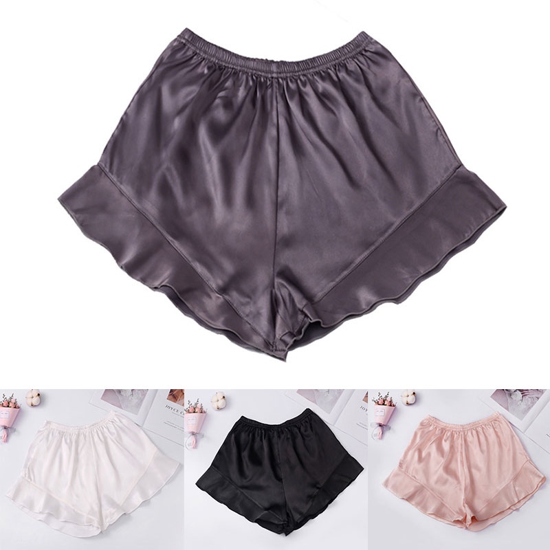 Quần Sooc Vải Satin Mỏng Co Giãn Thoáng Khí Màu Trơn Dành Cho Nữ