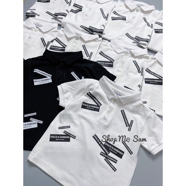 Áo polo bé trai ngắn tay D&amp;G 100% cotton thoáng mát đen/trắng - Samyy_vn