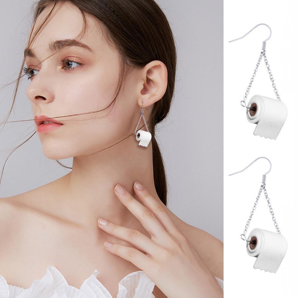 Bông Tai Hình Cuộn Giấy Vệ Sinh Vui Nhộn Độc Đáo Sáng Tạo V9G2