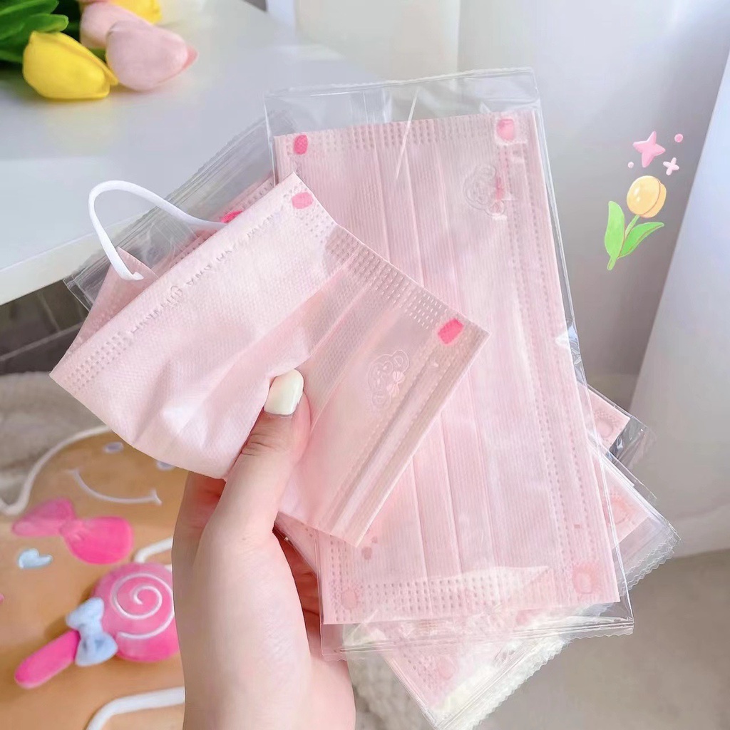 Khẩu trang hồng họa tiết chú khỉ siêu dễ thương