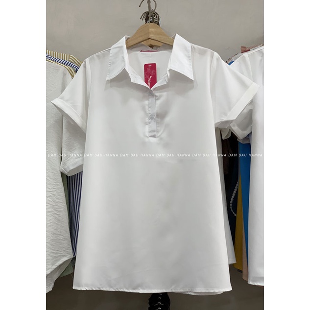 [SIZE 40-80KG] Áo bầu sơ mi màu trắng công sở lịch sự vải lụa mềm mát giá rẻ tphcm kiểu dáng dễ thương fom A gọn gàng