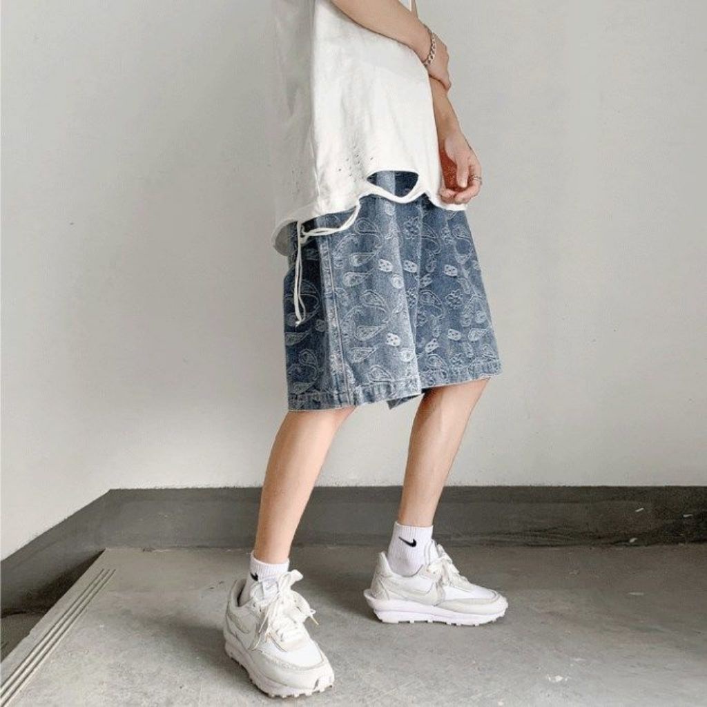 Quần short jean nam ANYOUNG họa tiết unisex hàn quốc QD221