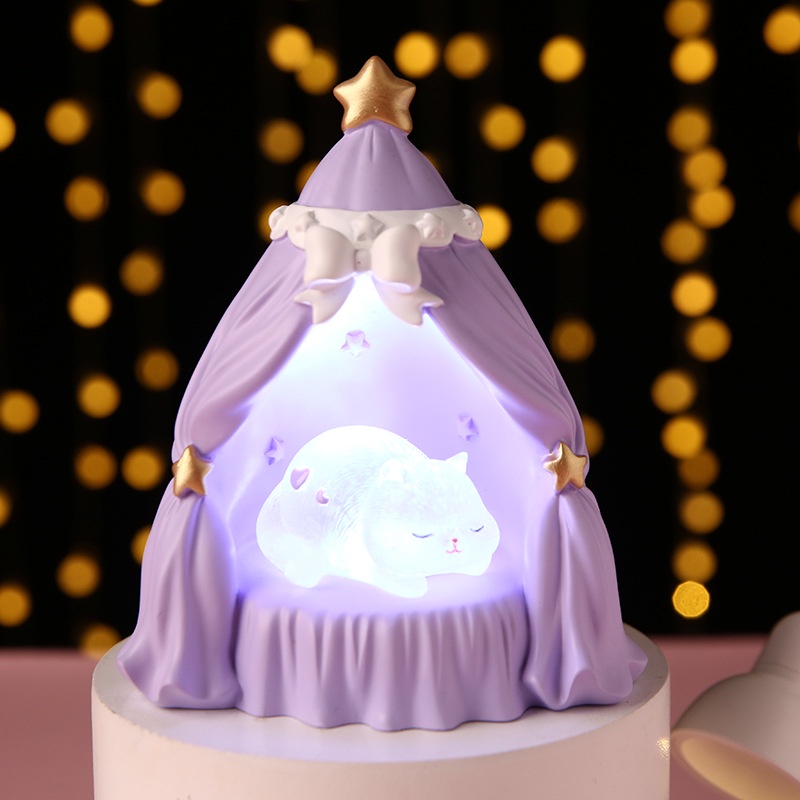 Mèo Kitty Đang Ngủ Bằng Nhựa Resin Dễ Thương Dùng Trang Trí