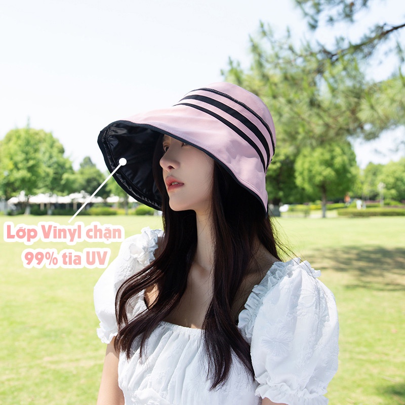 Mũ Vành Sọc Ngang Hở Chóp Chống Tia UV Nón Chống Nắng P2158