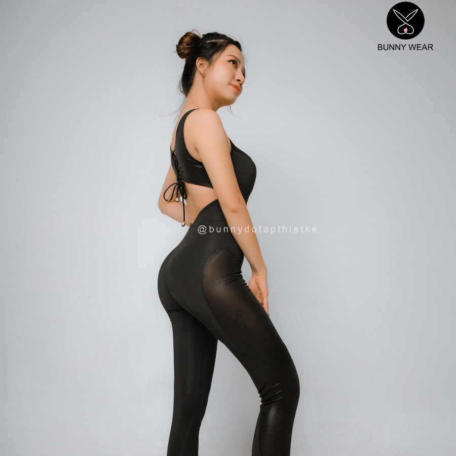 jumpsuit thể thao tập yoga, gym cao cấp có mút ngực, dây buôc lưng quyến rũ vải đẹp VNXK