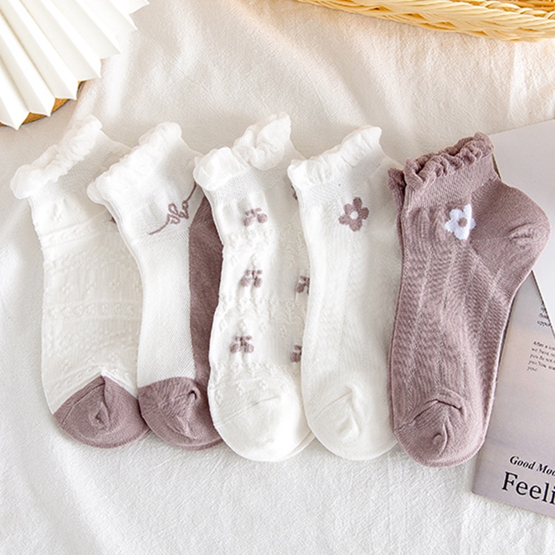 Vớ Cotton Mỏng Phối Ren Dễ Thương Phong Cách Nhật Bản Thời Trang Mùa Hè Cho Nữ