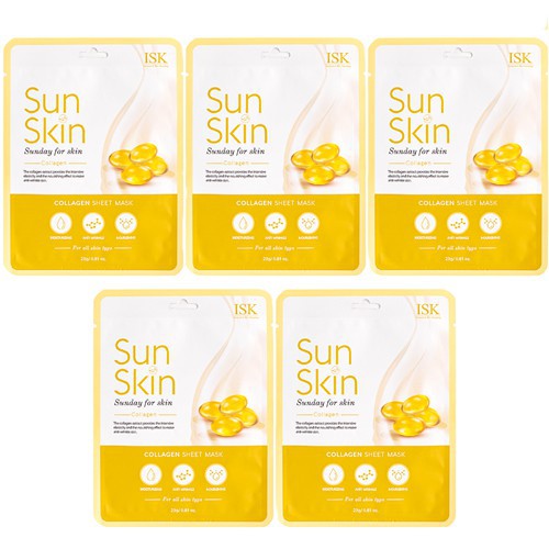 Bộ 10 chiếc đắp mặt nạ collagen trắng da sạch thâm xạm từ Hàn quốc cao cấp BEAUSKIN ISK SUNSKIN SHEET MASK 23G/ gói