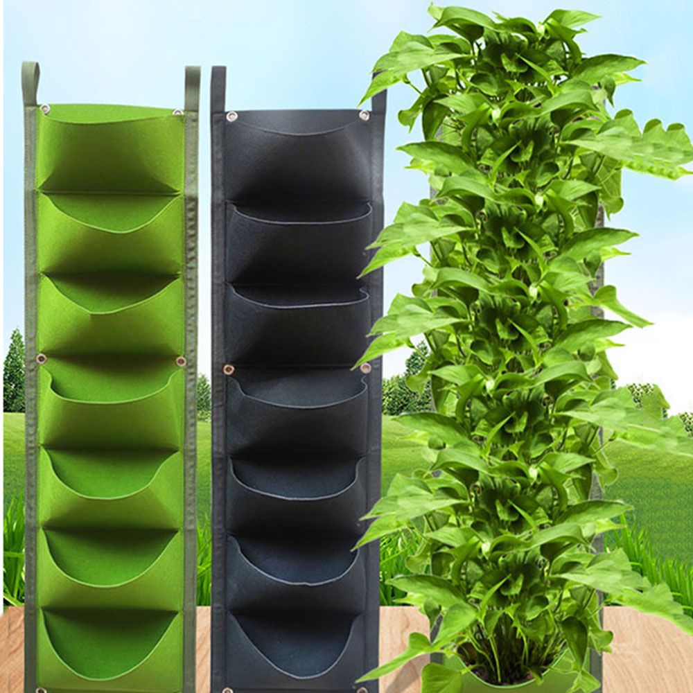 Túi Trồng Cây Treo Tường Bằng Vải Nỉ Nhiều Màu Sắc 4/7 Cổng Tiện Dụng