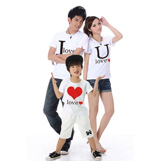 Áo thun gia đình màu trắng in i love you dlx