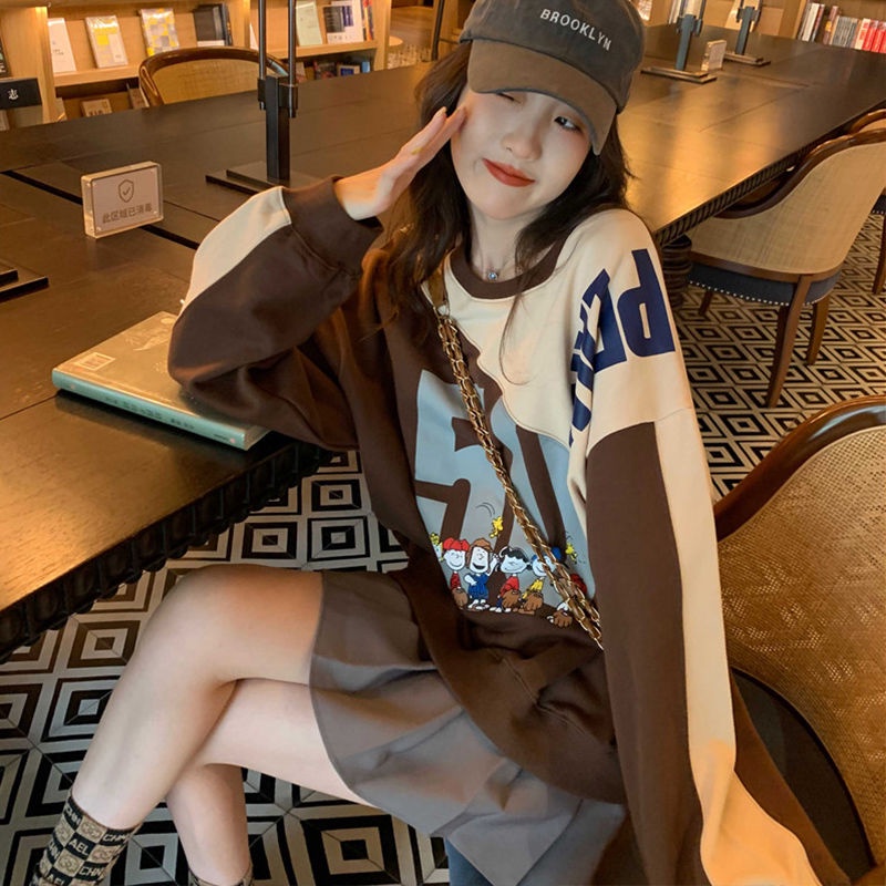 Áo sweater tay dài dáng rộng phong cách Hàn Quốc thời trang thu đông cho nữ 2021