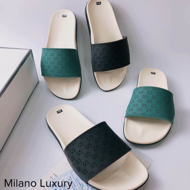Dép quai ngang GUCCI dép Unisex nam nữ đế cao su êm chân bền chắc thời trang CHỮ GC NHỎ