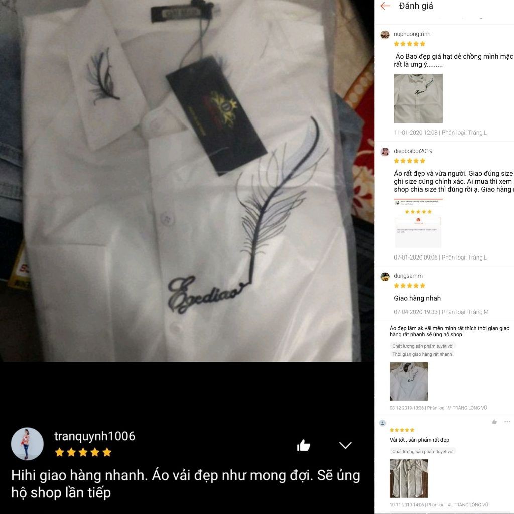 Áo Sơ Mi Nam Dài Tay Phối Logo Thêu Lông vũ (kèm hình thật và video) | BigBuy360 - bigbuy360.vn