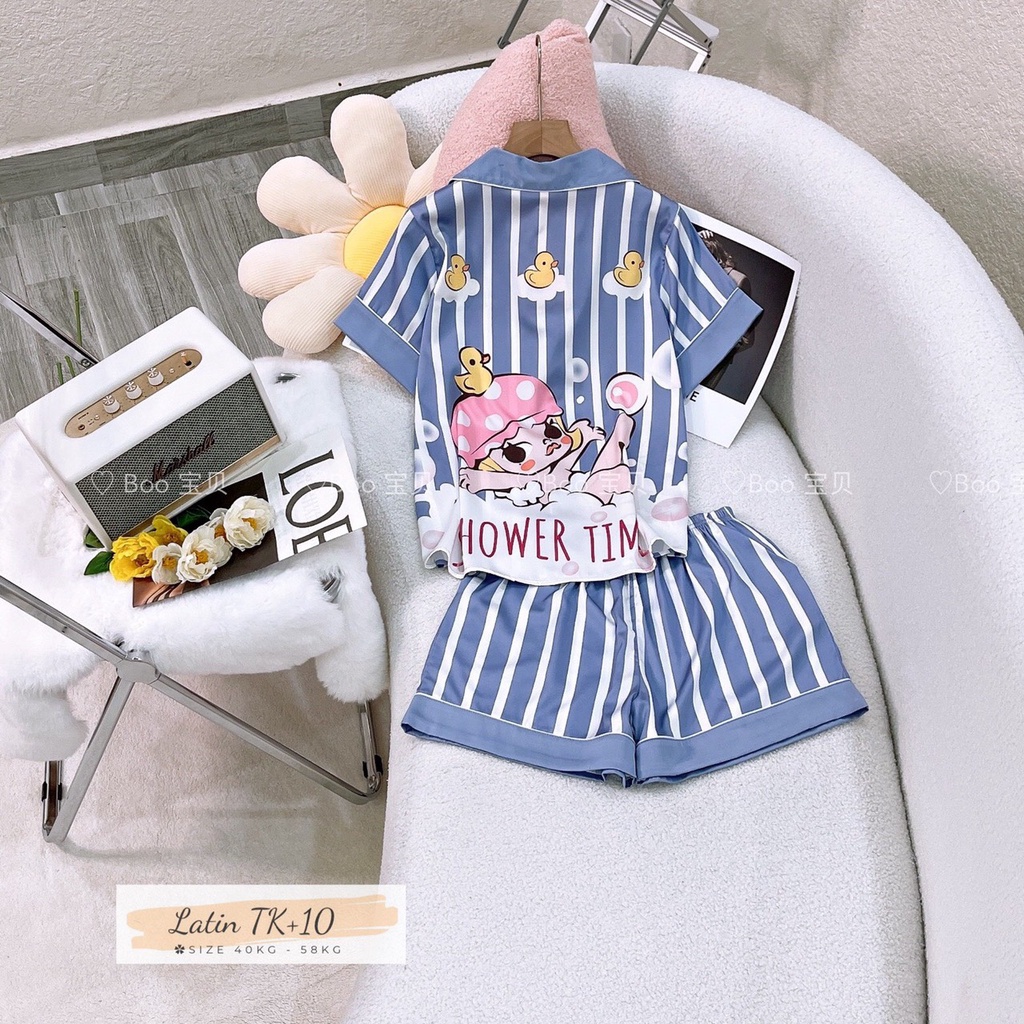 Đồ bộ vải lụa latin cao cấp BOO BOO mẫu sọc e bé mới