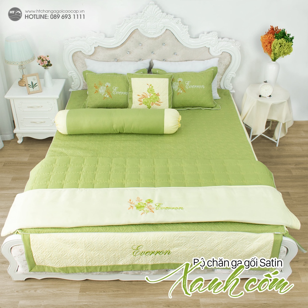 Bộ Ga Gối Cotton Satin 5 món , Chăn Ga Vỏ Gối Chần Bông ,Chăn Ga Gối Thêu Hoa Cao Cấp, Ga Phủ Chần Bông Thêu Hoa | BigBuy360 - bigbuy360.vn