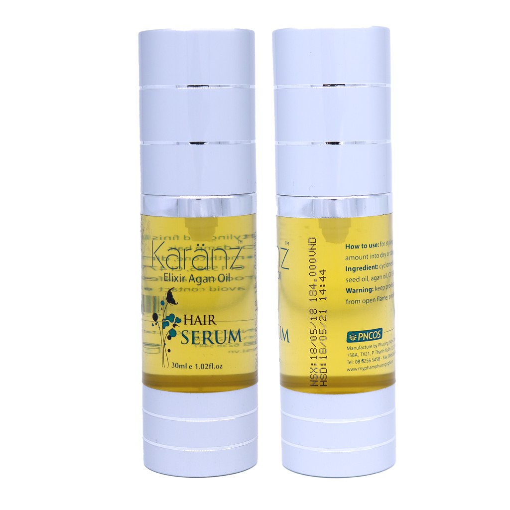 Tinh dầu dưỡng tóc mềm mượt giảm gãy rụng, giữ nếp tóc Karanz Hair serum Macadamia Argan Oil 30ml