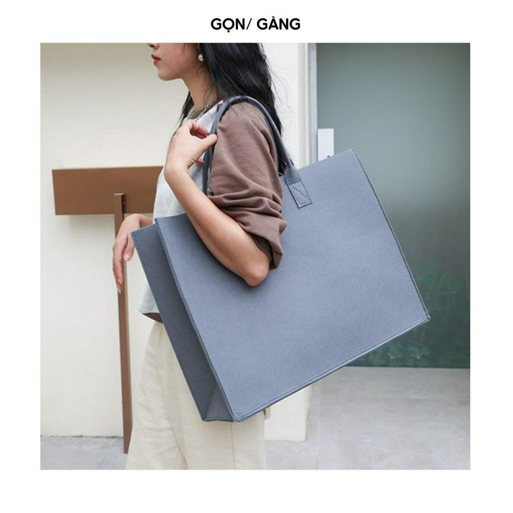Túi xách cỡ lớn túi vintage dạ nỉ bảng to đi du lịch size to đựng bỉm sữa chất công sở quai xách đeo vai Gọn Gàng